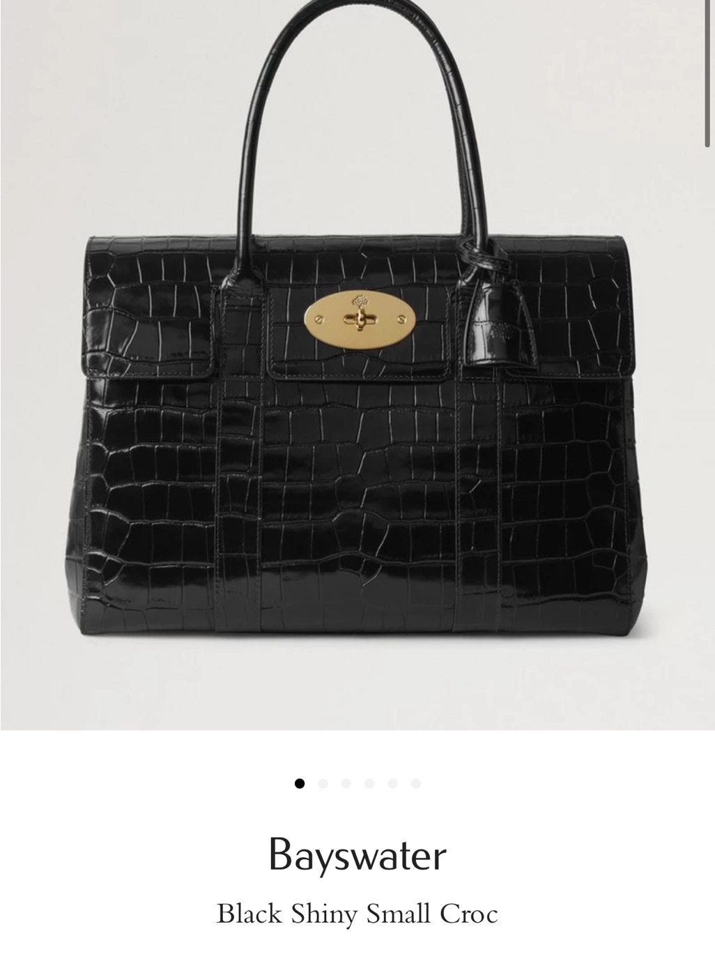 Mulberry Black Croc-Effect Bayswater Top-Handle Satchel With Gold Hardware